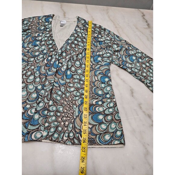 Chico's Women's Long Sleeve V-Neck Multi-Color Geometric Cardigan Sweater Size 3 - Picture 3 of 8